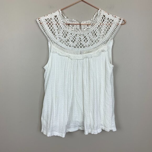 Maeve by Anthropologie Lace and Waffle Knit Seeveless Top Medium - Picture 1 of 9